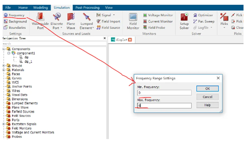 三維電磁仿真工具CST軟件偶極子天線仿真頻率 三維電磁仿真工具CST軟件偶極子天線仿真頻率