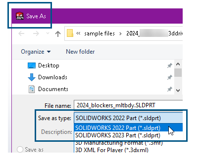 SOLIDWORKS 2024 如何保存為先前的版本 SOLIDWORKS 2024 如何保存為先前的版本